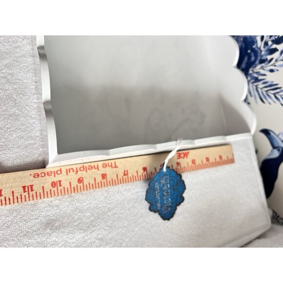 Scallop Edge White Lacquered Vanity Tray 14.25"L x 10.25"W Dresser Bathroom - Picture 12 of 16